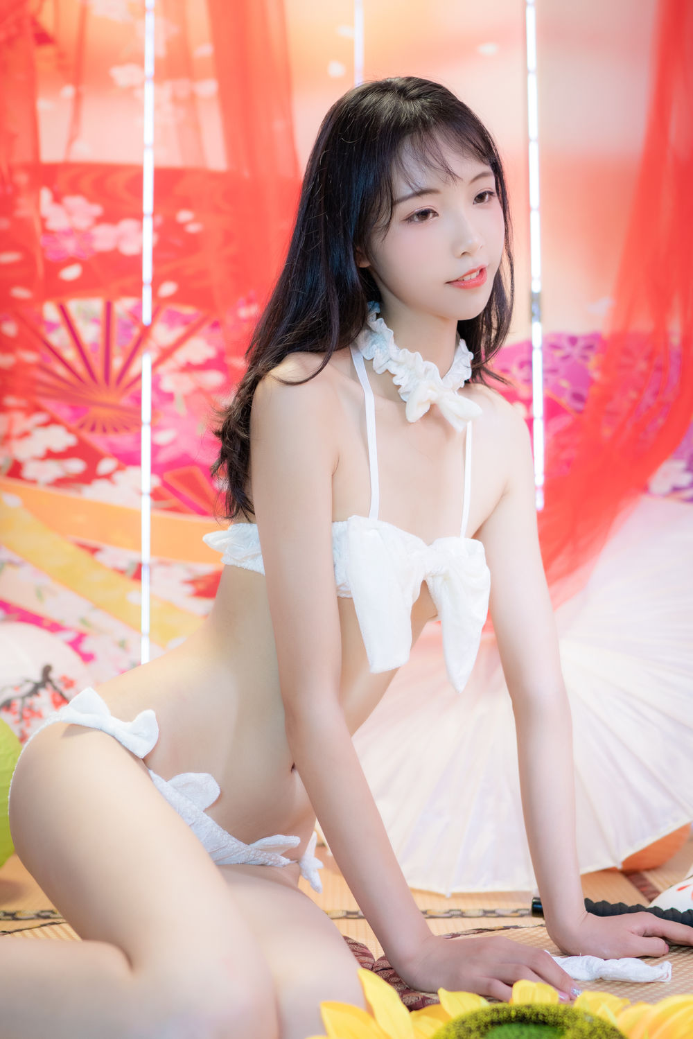 西瓜(西呱呀呀呀)-No.009-日系棚拍白猫咪内衣写真成片-在线看 第1张